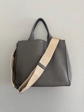 Tiffany & Co. Gray Leather Tote with Beige Strap